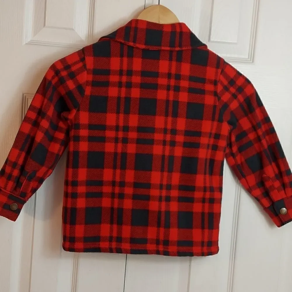 Old Navy Red Gray Buffalo Check Plaid Shacket 5T